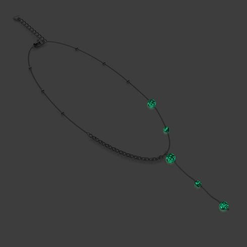 Sarcelle | Argent | Suspension double cascade de verre Firefly